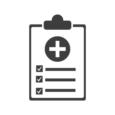 Medical report, health report, file, prescription icon is isolated on white background. Use for graphic and web design or any kinds of commercial purposes.のイラスト素材
