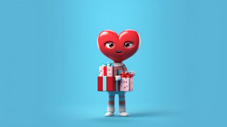 An eye catching illustration of "Cute cartoon girl hold her valentine's day gift box". Created using Generative AI tools.の素材