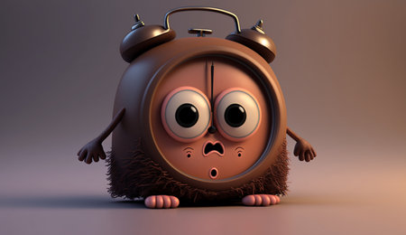 An eye catching illustration of "Cute Cartoon Alarm Clock Character" made with the help of Generative AI.の素材