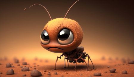 An eye catching illustration of "Cute Cartoon Ant Character" made with the help of Generative AI.の素材