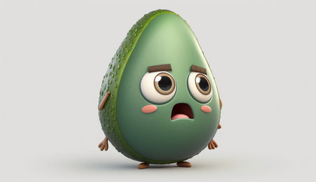 An eye catching illustration of "Cute Cartoon Avocado Character" made with the help of Generative AI.の素材