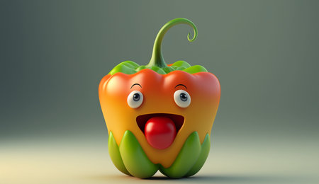 An eye catching illustration of "Cute Bell Pepper Character" made with the help of Generative AI.の素材