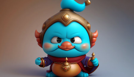 An eye catching illustration of "Cute Cartoon Genie Character". Created using Generative AI tools.の素材