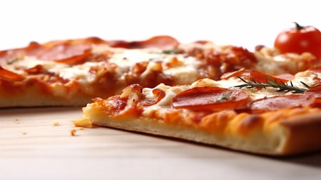An eye catching illustration of "Italian pizza isoleted in white background". Created using Generative AI tools.の素材
