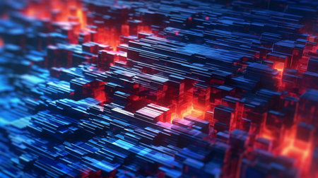 Abstract digital technology background, artificial intelligence. Created by Generative AI Technology.の素材