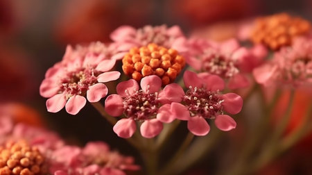 Achillea Desert Eve Deep Rose Flower Beautifully Bloomed. Created by Generative AI Technology.の素材