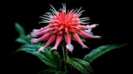 Bee Balm Flower Beautifully Bloomed. Created by Generative AI Technology.の素材