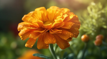 African Marigold Flower Beautifully Bloomed. Created by Generative AI Technology.の素材