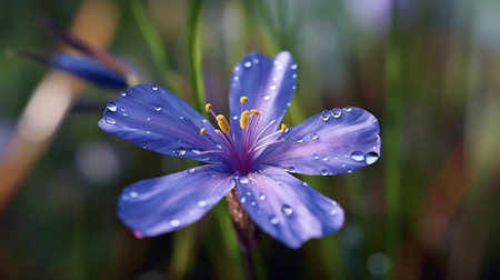 Blue-Eyed Grass Flower Beautifully Bloomed. Created by Generative AI Technology.の素材