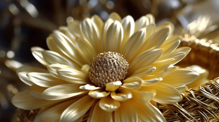 Basket of Gold Flower Beautifully Bloomed. Created by Generative AI Technology.の素材
