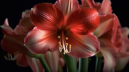 Amaryllis Flower Beautifully Bloomed. Created by Generative AI Technology.の素材