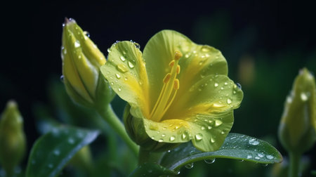 Common Evening Primrose Flower Beautifully Bloomed. Created by Generative AI Technology.の素材