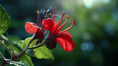 Cardinal Climber Flower Beautifully Bloomed. Created by Generative AI Technology.の素材
