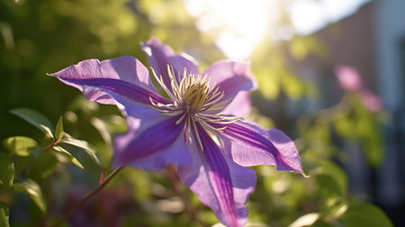 Clematis Flower Beautifully Bloomed. Created by Generative AI Technology.の素材
