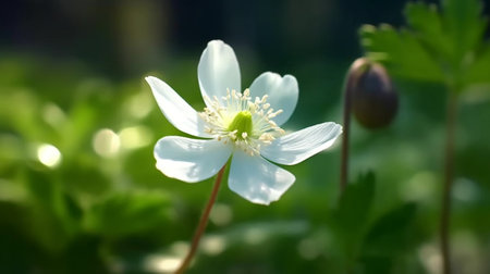 False Rue Anemone Flower Beautifully Bloomed. Created by Generative AI Technology.の素材