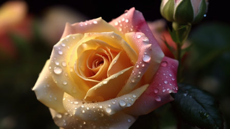 Climbing Rose Flower Beautifully Bloomed. Created by Generative AI Technology.の素材