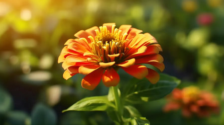 Common Zinnia Flower Beautifully Bloomed. Created by Generative AI Technology.の素材