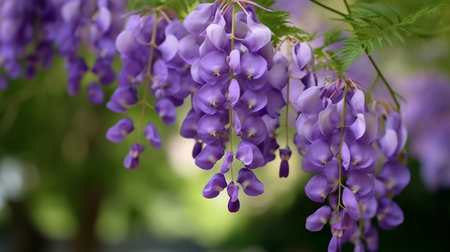 American Wisteria flower beautifully bloomed with natural background. Created by Generative AI.の素材