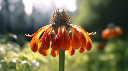 Crown Imperial flower beautifully bloomed with natural background. Created by Generative AI.の素材