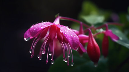 Fuchsias Flower Beautifully Bloomed. Created by Generative AI Technology.の素材