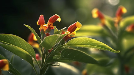 Garden Balsam Flower Beautifully Bloomed. Created by Generative AI Technology.の素材