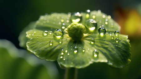 Ladys Mantle Flower Beautifully Bloomed. Created by Generative AI Technology.の素材