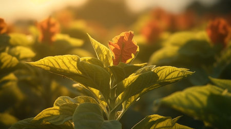Flowering Tobacco flower beautifully bloomed with natural background. Created by Generative AI.の素材