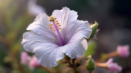 Gillyflower beautifully bloomed with natural background. Created by Generative AI.の素材