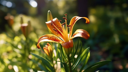 Guernsey Lily flower beautifully bloomed with natural background. Created by Generative AI.の素材