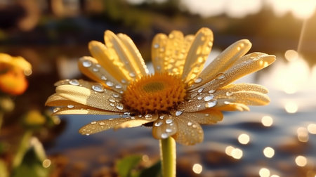 Golden Marguerite flower beautifully bloomed with natural background. Created by Generative AI.の素材