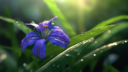 Ohio Spiderwort flower beautifully bloomed with natural background. Created by Generative AI.の素材