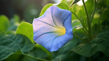 Morning Glory flower beautifully bloomed with natural background. Created by Generative AI.の素材