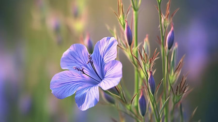 Perennial Flax Flower Beautifully Bloomed. Created by Generative AI Technology.の素材