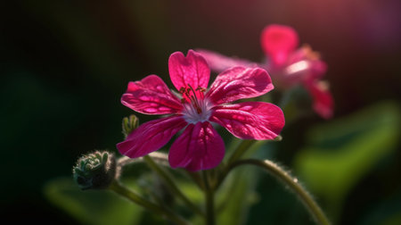 Red Campion Flower Beautifully Bloomed. Created by Generative AI Technology.の素材