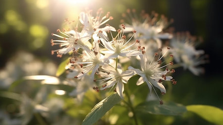 Slender Deutzia Flower Beautifully Bloomed. Created by Generative AI Technology.の素材