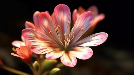 Siskiyou Lewisia Flower Beautifully Bloomed. Created by Generative AI Technology.の素材