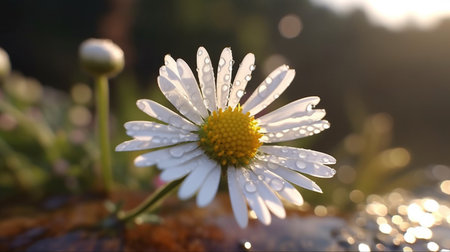 Seaside Daisy Flower Beautifully Bloomed. Created by Generative AI Technology.の素材