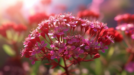 Red Valerian Flower Beautifully Bloomed. Created by Generative AI Technology.の素材