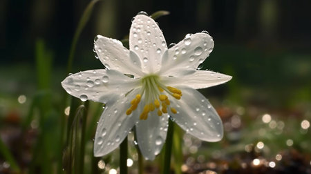Snowdrop Windflower Beautifully Bloomed. Created by Generative AI Technology.の素材