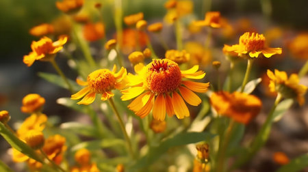 Sneezeweed Flower Beautifully Bloomed. Created by Generative AI Technology.の素材