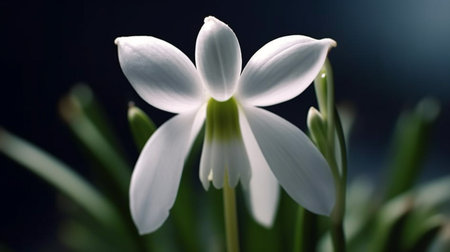 Snowdrop Flower Beautifully Bloomed. Created by Generative AI Technology.の素材