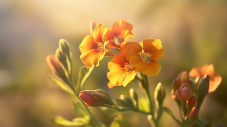 Wallflower Beautifully Bloomed. Created by Generative AI Technology.の素材