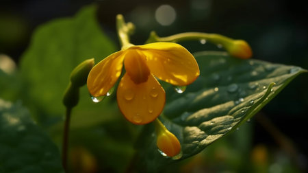 Yellow Jewelweed Flower Beautifully Bloomed. Created by Generative AI Technology.の素材