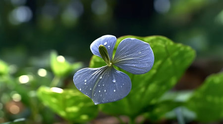 Roundleaf Liverleaf flower beautifully bloomed with natural background. Created by Generative AI.の素材