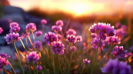 Sea Thrift flower beautifully bloomed with natural background. Created by Generative AI.の素材