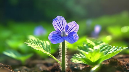 Showy Speedwell flower beautifully bloomed with natural background. Created by Generative AI.の素材