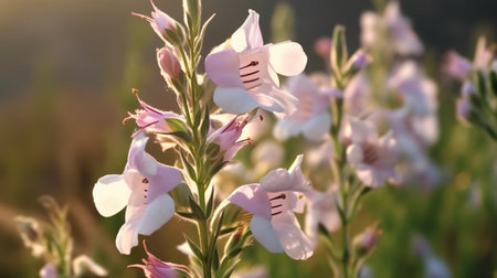 Showy Beardtongue flower beautifully bloomed with natural background. Created by Generative AI.の素材