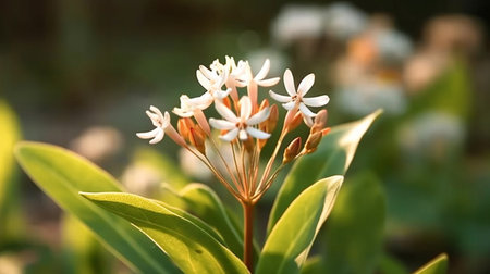 Showy Milkweed flower beautifully bloomed with natural background. Created by Generative AI.の素材