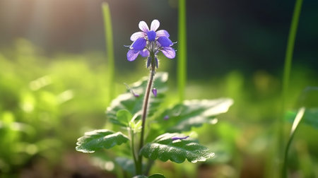Showy Speedwell flower beautifully bloomed with natural background. Created by Generative AI.の素材