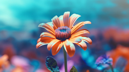 A colorful floral poster with a flower on it. Created by Generative AI Toolsの素材